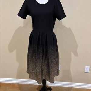 LuLaRoe Black and Gold Gradient Midi Dress